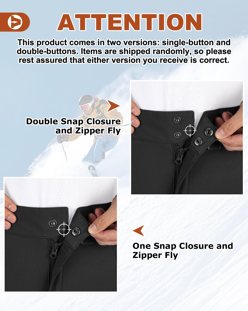 Outdoor Ventures Men's Lite Waterproof Windproof Fleece Lined Warm Hiking Ski Snow Pants Expandable-Waist - Image 4