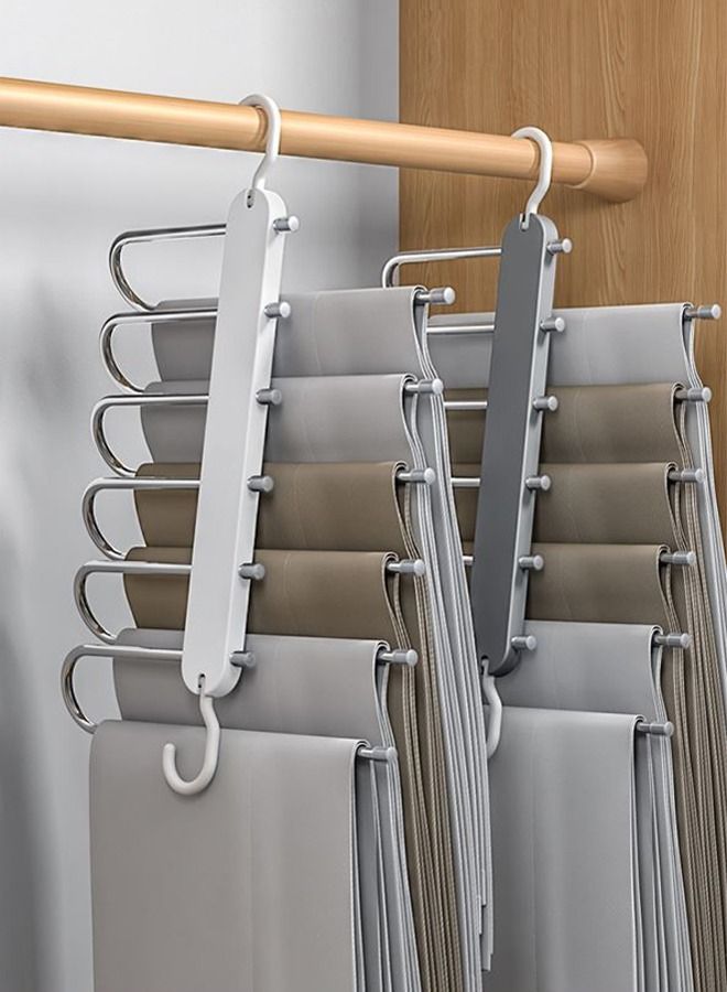 Taimi 6 in one Stainless Steel Trouser Hanger Space Saving Household Extendable Foldable Grey Pack of 4  - Image 3