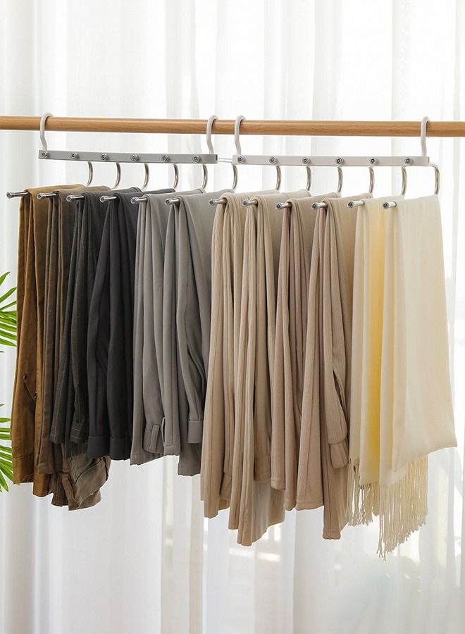 Taimi 6 in one Stainless Steel Trouser Hanger Space Saving Household Extendable Foldable Grey Pack of 4  - Image 4