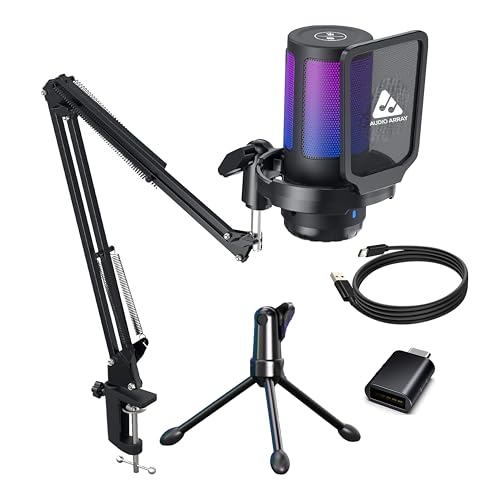 Audio Array AM-C46 Professional RGB USB Condenser Microphone Kit | Noise-Cancellation, Mute, Monitoring & Volume Controls | 192kHz/24bit Studio Quality | Gaming, Streaming, Podcast | Mac/PC/Mobile - Image 1
