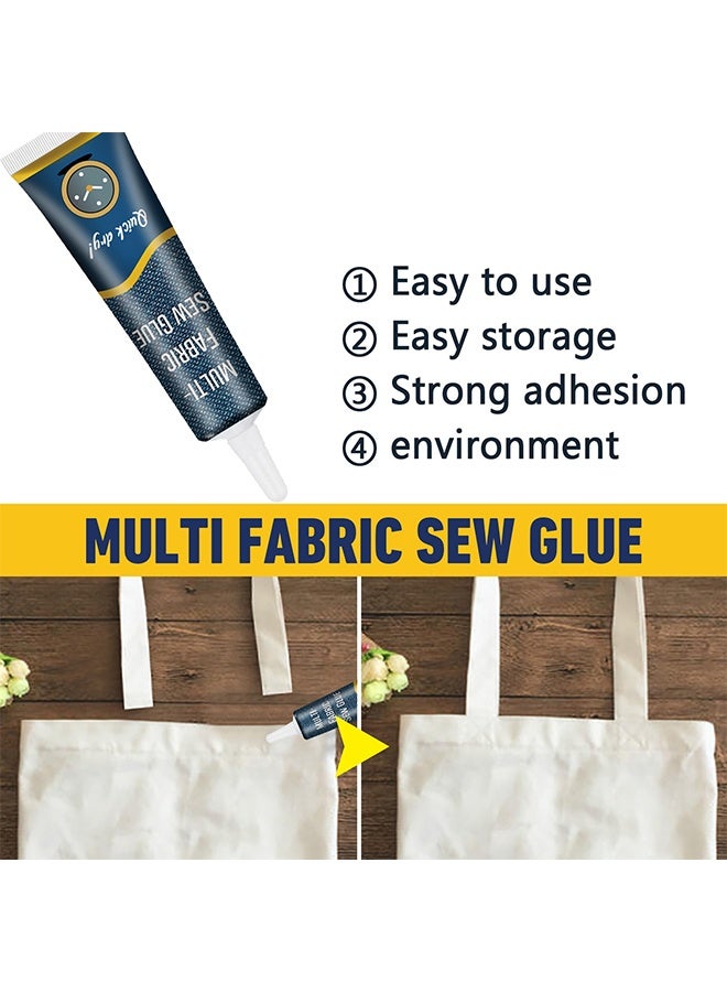 JUE-FISH Quick Dry Multi-Fabric Sew Glue, Fabric Glue Permanent Clear Washable For Patches Drying Waterproof Fabric Adhesive Glue For All Fabrics, Clothes, Cotton, Flannel, Denim, Leather, Polyester Repair - Image 2