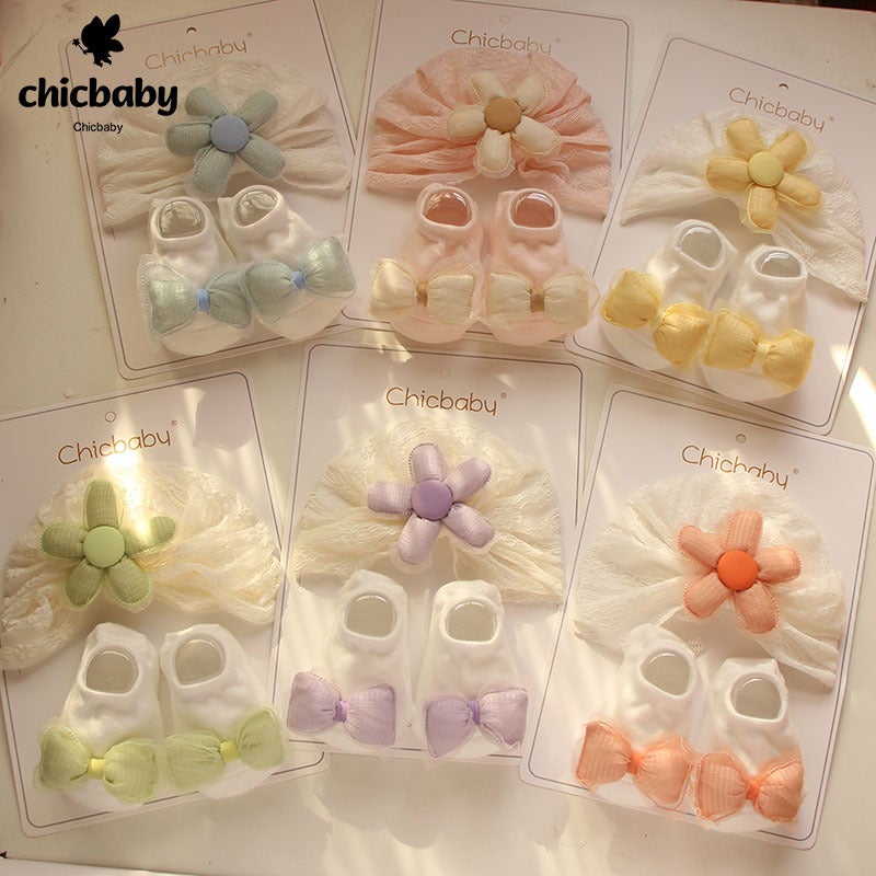 Flower Lace Headscarf Hat Small Month Age Baby Girl'S Brine Door Hat Summer Thin Newborn Girl'S Princess Set - Image 2