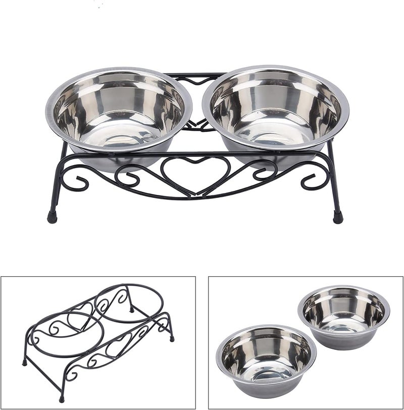 كلاراكو وعاء مزدوج للحيوانات الأليفة من كلاركو، مصنوع من الفولاذ المقاوم للصدأ المصقول، مناسب للقطط والكلاب والجراء، مزود بقاعدة منخفضة الارتفاع، وحامل طعام للحيوانات الأليفة - Image 4