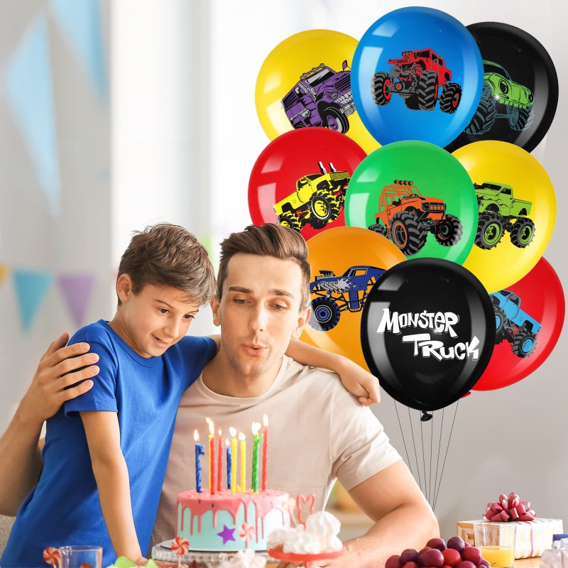 Aoriher 36 Pcs Truck Balloons Party Decorations 12 Inch Colorful Truck Theme Latex Balloon Bouquet for Kids Girls Boys Baby Shower Wedding Birthday Party Supplies (Classic) - Image 5
