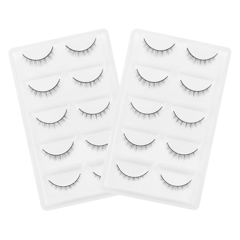 PRETYZOOM 10 Pairs Dense Short Crossed False Eyelashes Fiber Makeup Accessory for Natural Volume Eye Makeup - Image 1