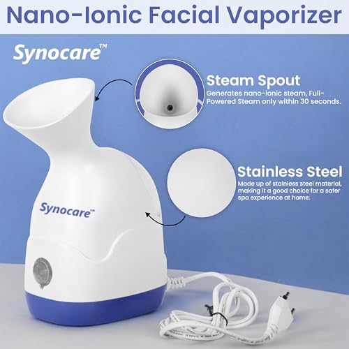 SynoCare Steamer for Cold & Cough, Vapourizer & Steamer for Face steam, Steam Inhaler & Vaporizer Machine with Nano-Ionic Technology, UV Steam Sterilization, Fast Mist in 50sec, Aroma Diffuser Tray & 1 Year Warranty - Image 2
