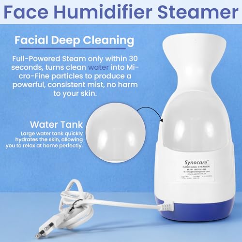 SynoCare Steamer for Cold & Cough, Vapourizer & Steamer for Face steam, Steam Inhaler & Vaporizer Machine with Nano-Ionic Technology, UV Steam Sterilization, Fast Mist in 50sec, Aroma Diffuser Tray & 1 Year Warranty - Image 3