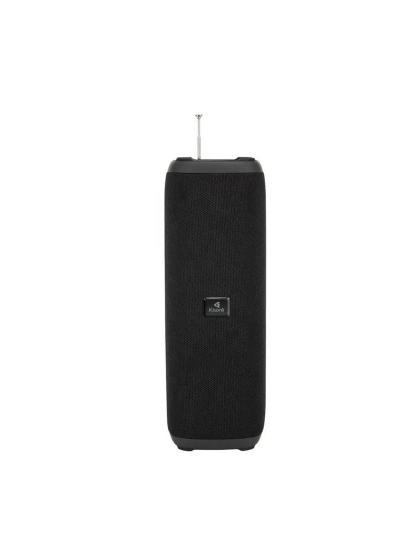 Kisonli - Kisonli Q19 Waterproof IPX5 Portable Two Bass TWS Wireless BT 5.1 Speaker with TF USB FM AUX Black - Image 1