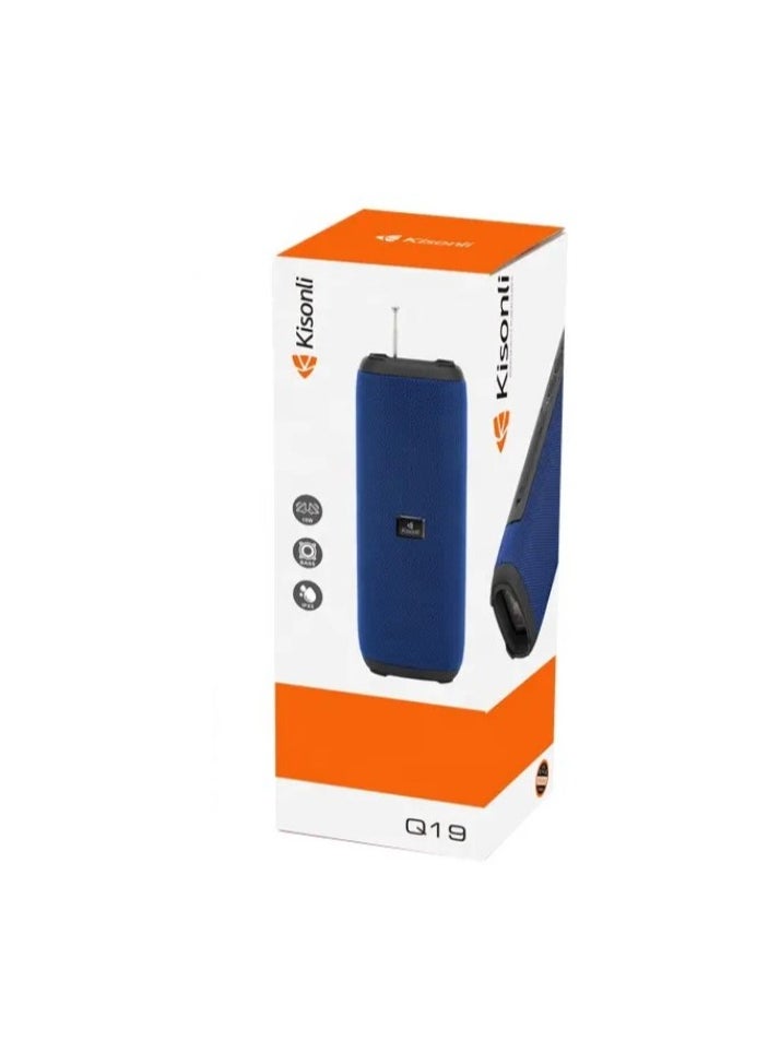 Kisonli - Kisonli Q19 Waterproof IPX5 Portable Two Bass TWS Wireless BT 5.1 Speaker with TF USB FM AUX Black - Image 1
