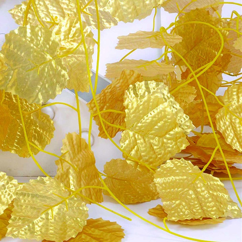 RED WIND Wall Hanging Artificial Creeper Plant Strings with Leaves_Set of 12_Gold Color_for Interior Decoration_Art_Craft ST10 - Image 2