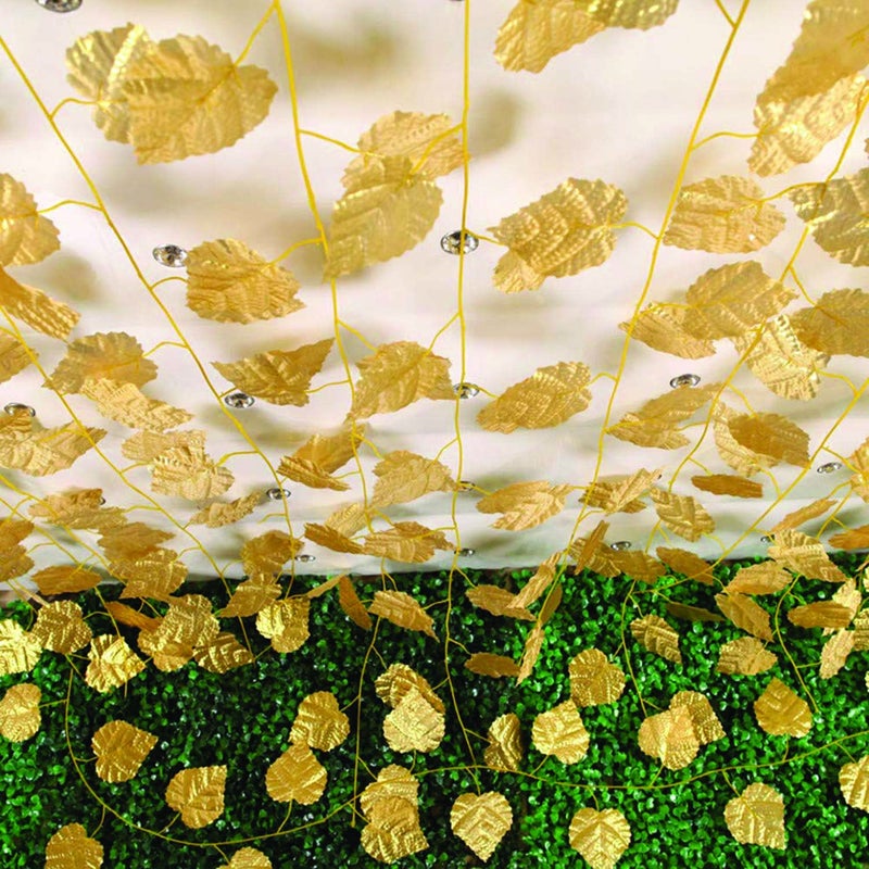 RED WIND Wall Hanging Artificial Creeper Plant Strings with Leaves_Set of 12_Gold Color_for Interior Decoration_Art_Craft ST10 - Image 1