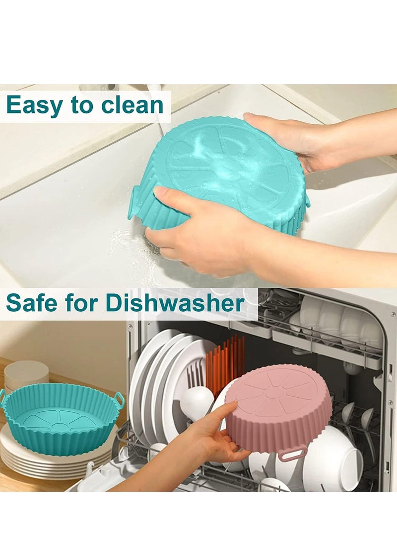 SYOSI - Air Fryer Silicone Pot 2 Pcs Liners Food Safe Non-Stick Accessories Reusable Basket Kitchen Oven Round Tray - Image 1