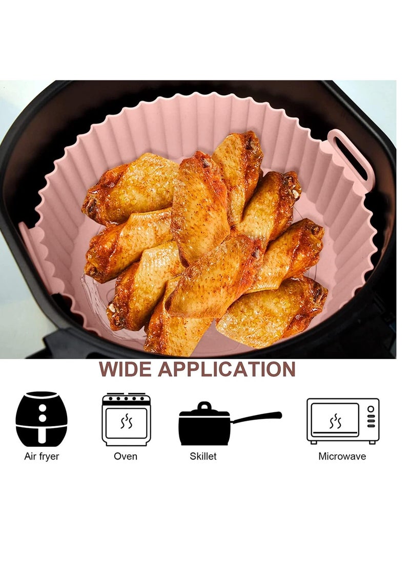 SYOSI - Air Fryer Silicone Pot 2 Pcs Liners Food Safe Non-Stick Accessories Reusable Basket Kitchen Oven Round Tray - Image 1