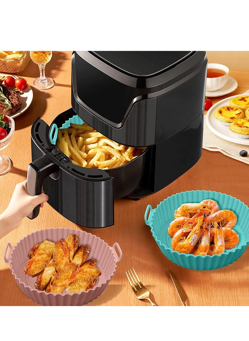 SYOSI - Air Fryer Silicone Pot 2 Pcs Liners Food Safe Non-Stick Accessories Reusable Basket Kitchen Oven Round Tray - Image 1