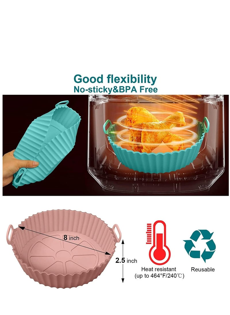 SYOSI - Air Fryer Silicone Pot 2 Pcs Liners Food Safe Non-Stick Accessories Reusable Basket Kitchen Oven Round Tray - Image 1