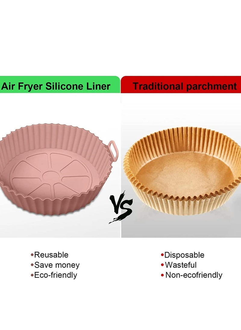 SYOSI - Air Fryer Silicone Pot 2 Pcs Liners Food Safe Non-Stick Accessories Reusable Basket Kitchen Oven Round Tray - Image 1