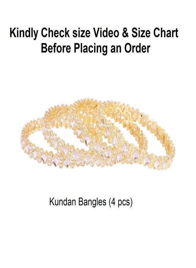 Efulgenz Indian Bangles for Women Faux Kundan Bracelet Set Indian Wedding Bridal Bracelet Bangle Set Party Fashion Statement Jewelry (4 Pcs) Size-2.10 - Image 5