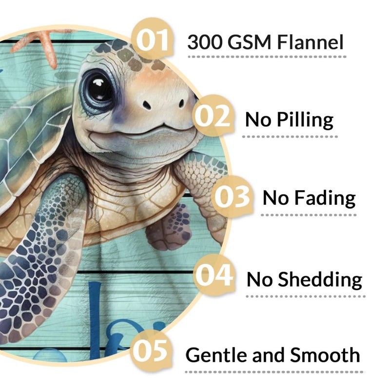 AIOMXZZ Sea Turtle Blanket - Soft  Fuzzy & Warm - 50""x60"" Throw Size Blanket for Bed  Couch  Sofa - Blue Cute Throw Gifts for Adults  Kids - Image 4