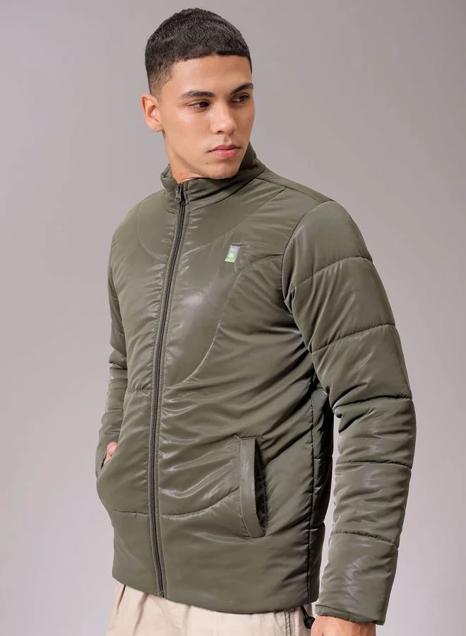 The Indian Garage Co Men Slim Fit Solid Puffer Jackets