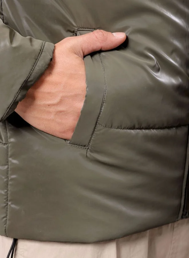 The Indian Garage Co Men Slim Fit Solid Puffer Jackets