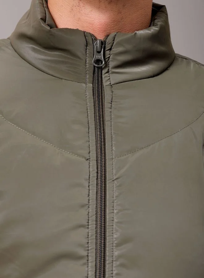 The Indian Garage Co Men Slim Fit Solid Puffer Jackets