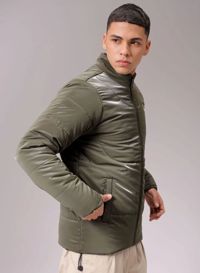 The Indian Garage Co Men Slim Fit Solid Puffer Jackets