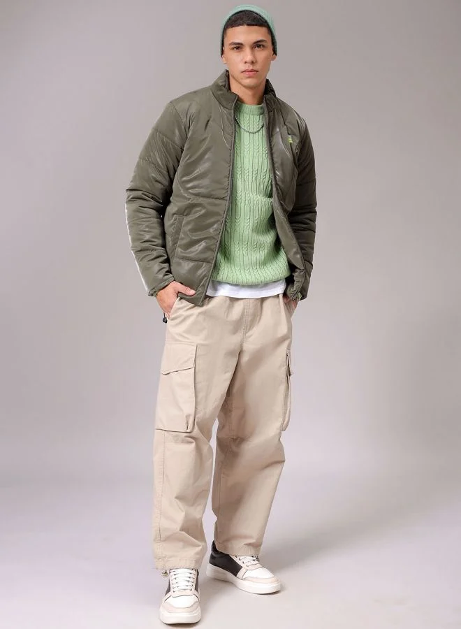 The Indian Garage Co Men Slim Fit Solid Puffer Jackets