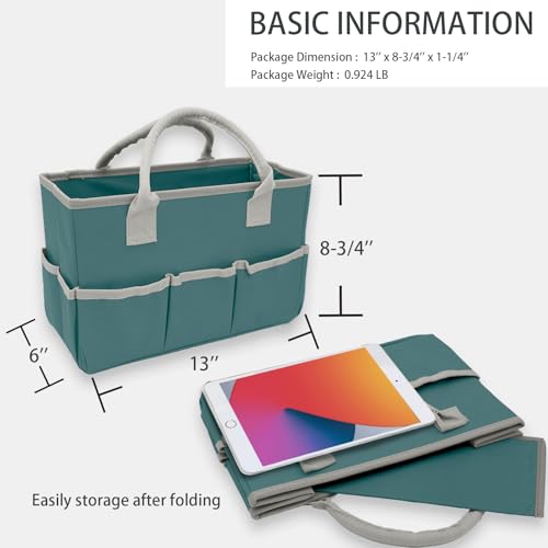 Cupohus Art Organizer Craft Storage Tote Bag with Pockets and Hadles, Oxford Fabric Carrying Caddy for Teacher, Officer, Artist, Traveler, and more – Grey Green - Image 4
