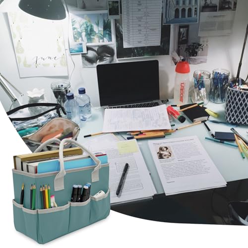 Cupohus Art Organizer Craft Storage Tote Bag with Pockets and Hadles, Oxford Fabric Carrying Caddy for Teacher, Officer, Artist, Traveler, and more – Grey Green - Image 5