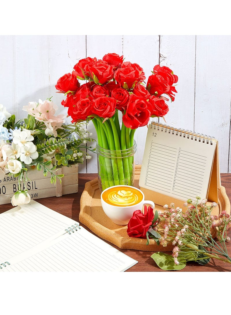 Excefore Flower Pens Gifts Artificial Rose Pens, 12 Pcs Creative Black Ink Pens Bulk Wedding Birthday Party Favors Office School,  Decoration Supplies for Women Girls Kids Teacher Nurse - Image 2