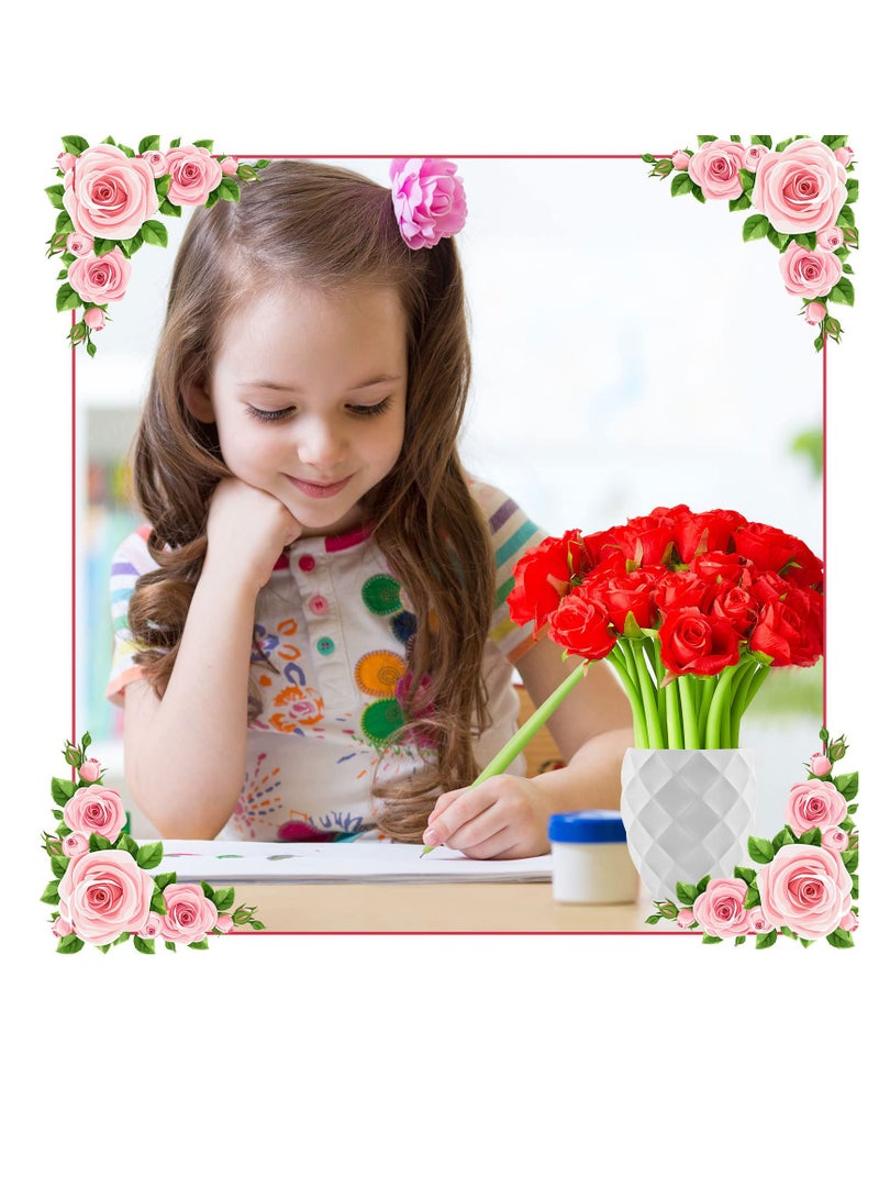 Excefore Flower Pens Gifts Artificial Rose Pens, 12 Pcs Creative Black Ink Pens Bulk Wedding Birthday Party Favors Office School,  Decoration Supplies for Women Girls Kids Teacher Nurse - Image 4