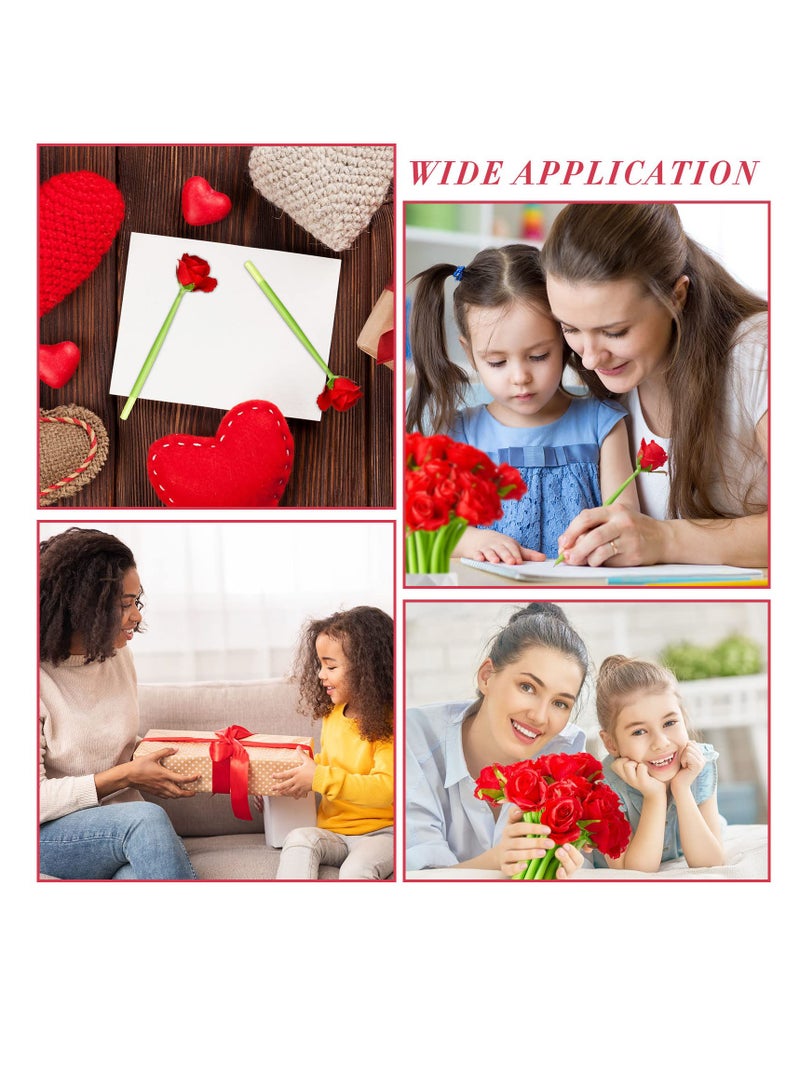 Excefore Flower Pens Gifts Artificial Rose Pens, 12 Pcs Creative Black Ink Pens Bulk Wedding Birthday Party Favors Office School,  Decoration Supplies for Women Girls Kids Teacher Nurse - Image 5
