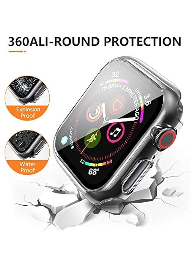 Generic - 3 Pack Case for Apple Watch Series 9 Series 8 Series 7 41mm Hard PC Case with Tempered Glass Screen Protector Waterproof Anti-Scratch Ultra-Thin Protective Cover for iWatch 41mm (Transparent) - Image 1