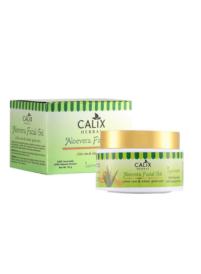 Calix Herbal Ayurvedic Aloevera Facial Gel Sulphatefree Cleanser For Moisturising Hydrating And Brightening Skin 50G - Image 1