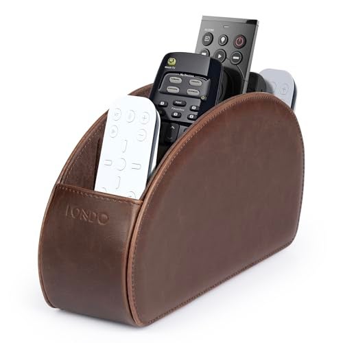 Londo Remote Control Holder with 5 Pockets - Store DVD, Blu-Ray, TV, Roku or Apple TV Remotes - PU Leather with Suede Lining - Slim, Compact Living or Bedroom Storage - Image 3