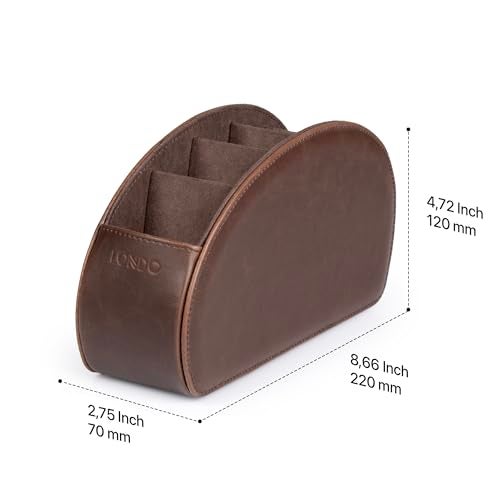 Londo Remote Control Holder with 5 Pockets - Store DVD, Blu-Ray, TV, Roku or Apple TV Remotes - PU Leather with Suede Lining - Slim, Compact Living or Bedroom Storage - Image 5