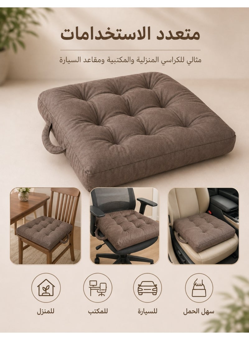 F.A.M.S Thick Chair Seat Cushion with Carry Handle, Soft Breathable Tufted Seating Pad, Comfortable Support Cushion for Dining Chair, Office Chair, Home, Car Seat & Everyday Sitting - Image 4