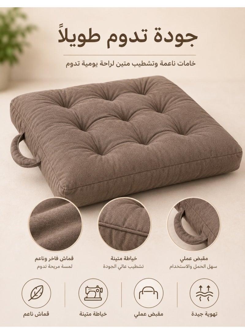 F.A.M.S Thick Chair Seat Cushion with Carry Handle, Soft Breathable Tufted Seating Pad, Comfortable Support Cushion for Dining Chair, Office Chair, Home, Car Seat & Everyday Sitting - Image 3