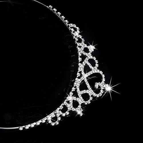 Tinksky Delicate Wedding Party Children Flower Girl Crystal Rhinestones Heart Shaped Crown Headband Tiara (Silver) - Image 3