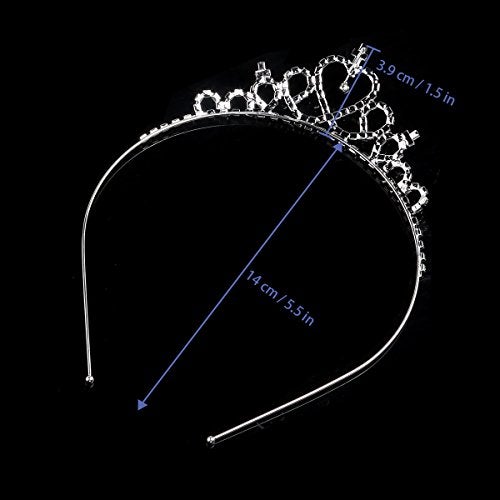 Tinksky Delicate Wedding Party Children Flower Girl Crystal Rhinestones Heart Shaped Crown Headband Tiara (Silver) - Image 4