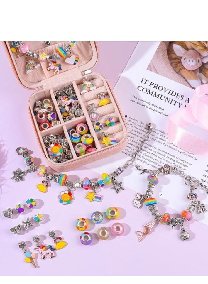 Beauenty Charm Bracelet Making Kit Girls Beads for Jewelry Making Kit, Unicorns Arts Crafts Gifts Set for Teen Girls Age 5 6 7 8-12, with a Portable Bracelet Organizer Box - Image 5