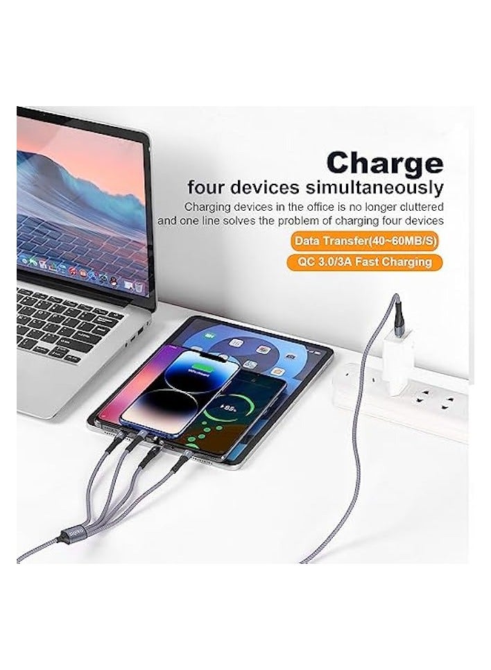 كابل SIQIWO USB من النوع C شحن سريع [3A/1.2M]، سلك أساسي لشاحن مزامنة مجدول من النايلون QC 3.0 مع 4 موصلات USB C، لهاتف iPhone 15 Pro Max، Samsung Galaxy S24 S23 S22 A52، LG، Huawei، Sony، Xiaomi - Image 2