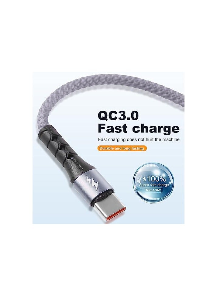 كابل SIQIWO USB من النوع C شحن سريع [3A/1.2M]، سلك أساسي لشاحن مزامنة مجدول من النايلون QC 3.0 مع 4 موصلات USB C، لهاتف iPhone 15 Pro Max، Samsung Galaxy S24 S23 S22 A52، LG، Huawei، Sony، Xiaomi - Image 3