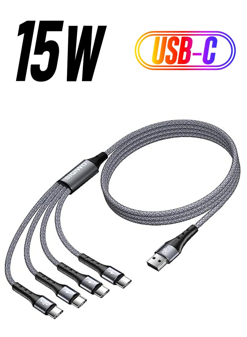 كابل SIQIWO USB من النوع C شحن سريع [3A/1.2M]، سلك أساسي لشاحن مزامنة مجدول من النايلون QC 3.0 مع 4 موصلات USB C، لهاتف iPhone 15 Pro Max، Samsung Galaxy S24 S23 S22 A52، LG، Huawei، Sony، Xiaomi - Image 1