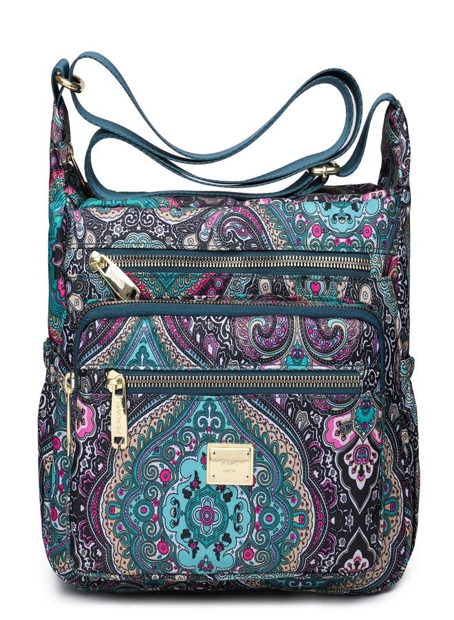 Pealwel Women Shoulder Handbag Roomy Multiple Pockets Bag Ladies Crossbody Purse Tote Top Handle Satchel, Ss-black&blue - Image 1