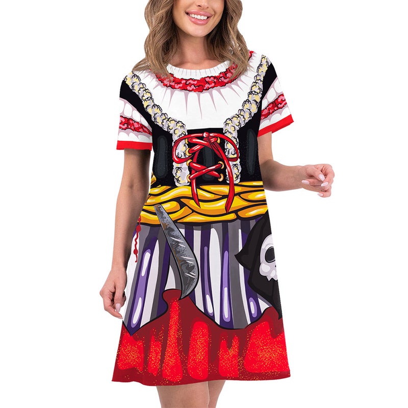 Women's Halloween Pumpkin Digital Print Casual Plus Size Dress - Image 2
