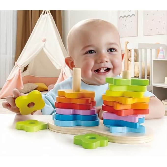 DOUBLE RAINBOW STACKER PLAYSET| WOODEN STACKING AND SORTING BLOCK BUILDING TOY FOR KIDS, EARLY EDUCATION TOY FOR KIDS, 19 PCS STACKER PLAYSET, MULTICOLOR, AGES 1 YEAR+ - Image 3