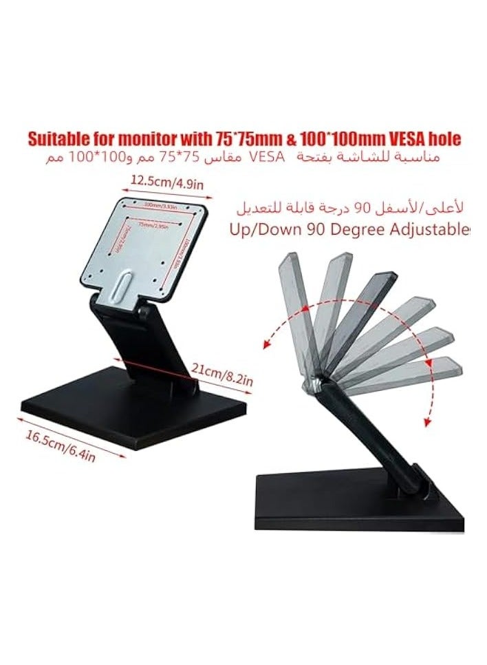 erorex Adjustable LCD Monitor Stand, Metal Folding Monitor Stand Touch Screen, Monitor Desk Bracket with VESA Hole, 75x75mm 100x100mm All in One PC Stand Single Monitor Stand Mount (Black) - Image 2