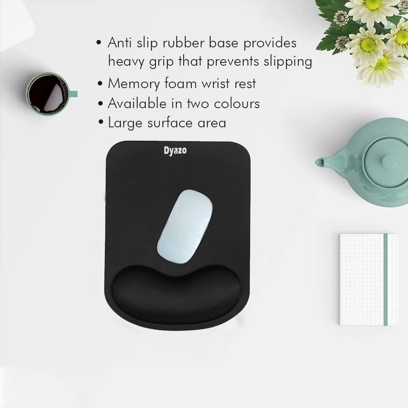 Dyazo Ergonomic Design Memory Foam Gel Mouse Pad with Cushion Non-Slip Rubber Base Mousepad Wrist Support Suitable for Computer, Notebook,Laptop, Work from Home & Office (Black) - Image 2