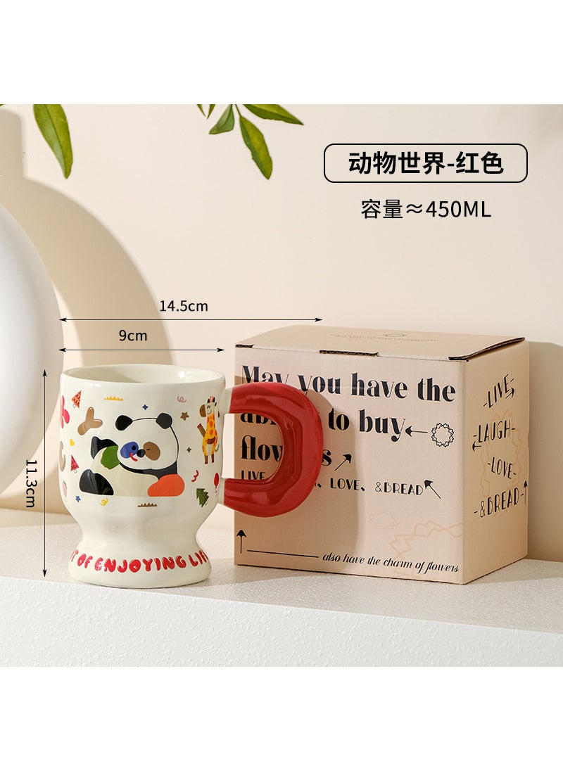 Generic Ceramic Mug Couples Breakfast Cartoon Kids Ladies Tall Cup Gift Red 